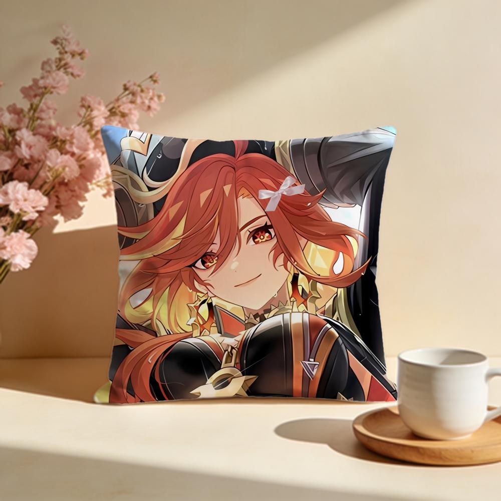 Trendy GGenshin Impact Mavuikaful Cushion Cover Stylish Washable Pillow Cover Ideal for Couch Bedroom Car Decoration