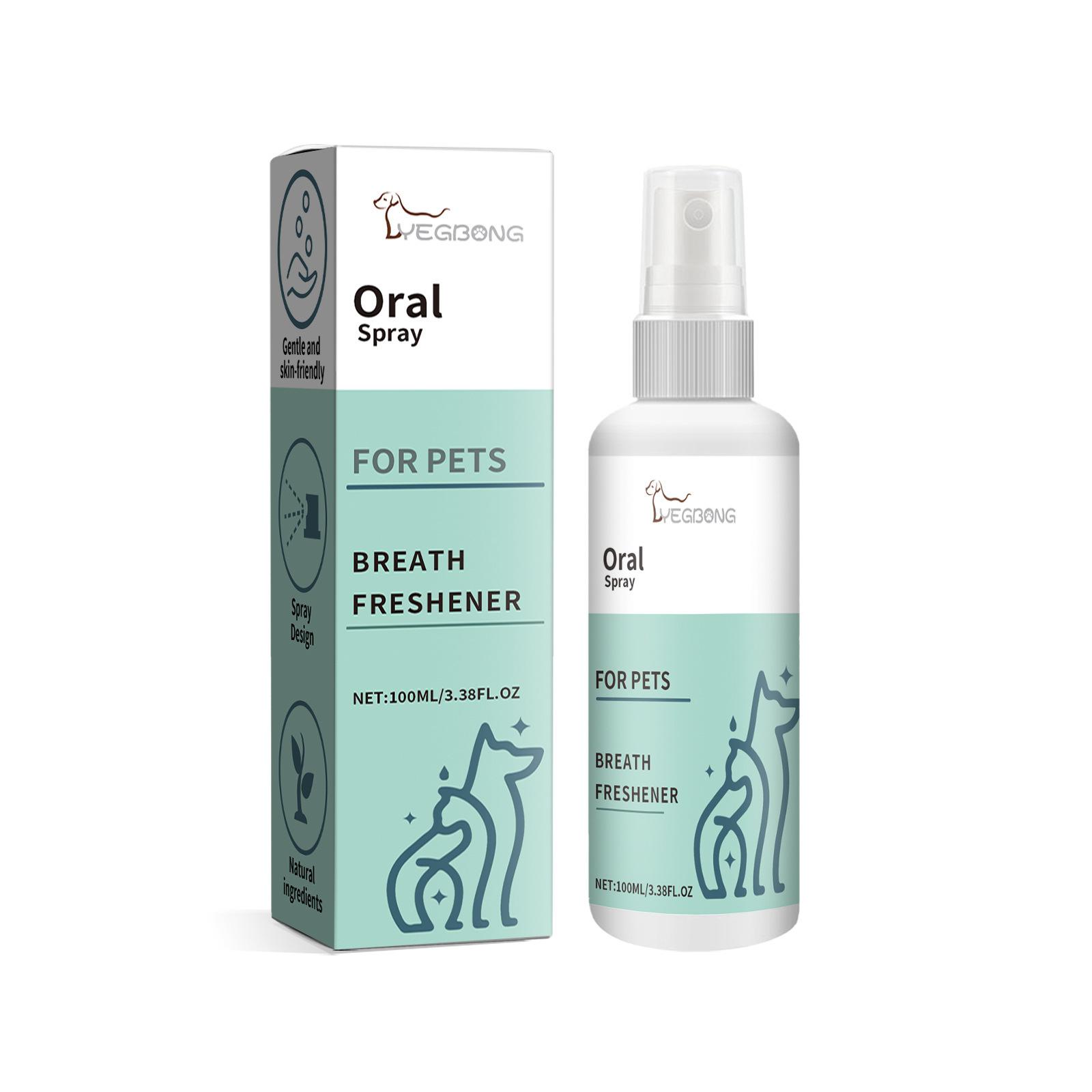 

Спрей для свежего дыхания Yegbong Dog, ополаскиватель для полости рта без чистки зубов для кошек и собак, легкое средство для удаления зубного налета и зубного камня | Спрей для дыхания домашних животных 100ml