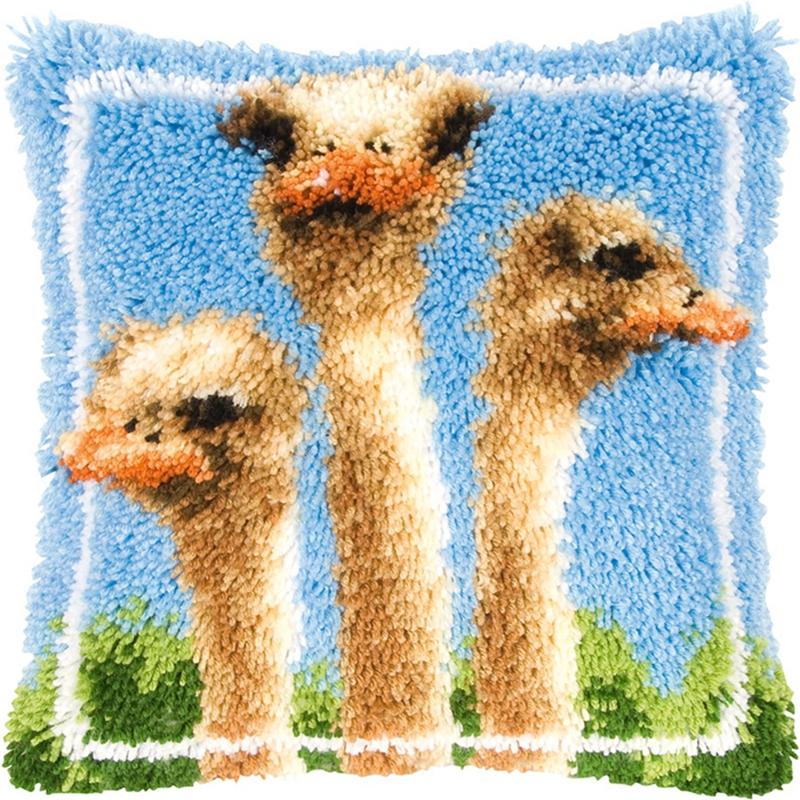 Cartoon Embroidery Latch Hook Knitted Embroidered Pillow Knooppakket Cute Animal Latch Hook Rug Kits Smyrna Package Carpet DIY