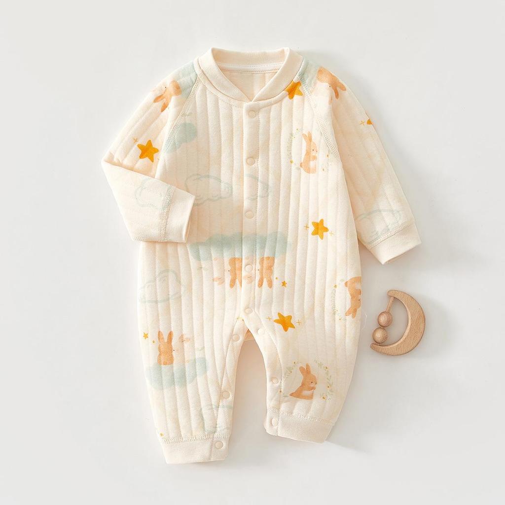 Infant Warm Cotton Long Sleeve Bodysuit: Boneless, Padded for Crawling - Perfect for Spring, Autumn, Winter