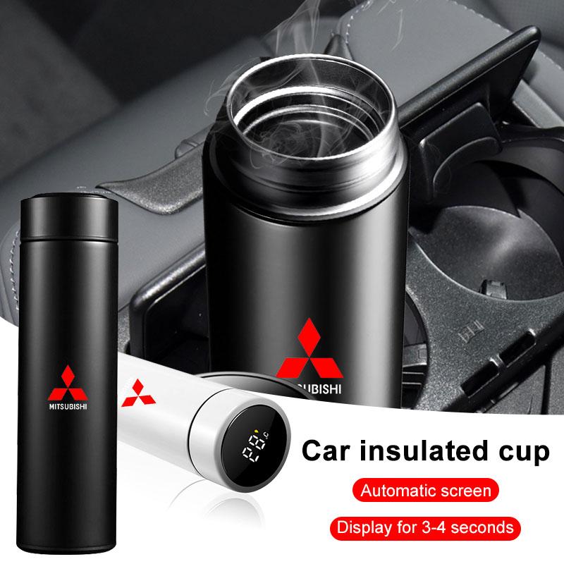 Center Hub Cap 500ml Stainless Steel Car Emblem Intelligent Temperature Cup for Mitsubishi Lancer Pajero Sport Ex Evo ASX L200