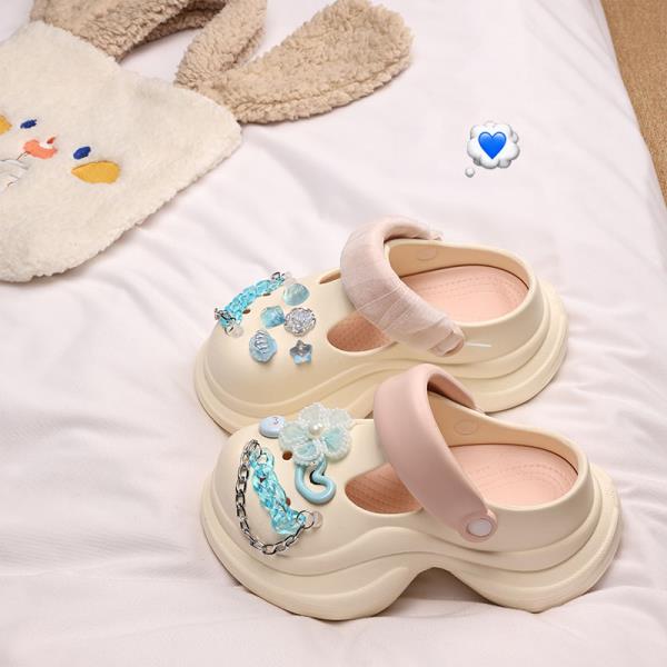 Fashion Cover Toe Shoes Woman 2025 Slippers For Swimming Pool Heeled Mules Platform Beach High Flat Slides High-Heeled Shoes Lady House