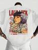 Men's Cyber Punk Mech Pattern T-shirt - Loose Casual Short Sleeved T-shirt with "Lucky Goddess" Printed On It, Summer Streetw...