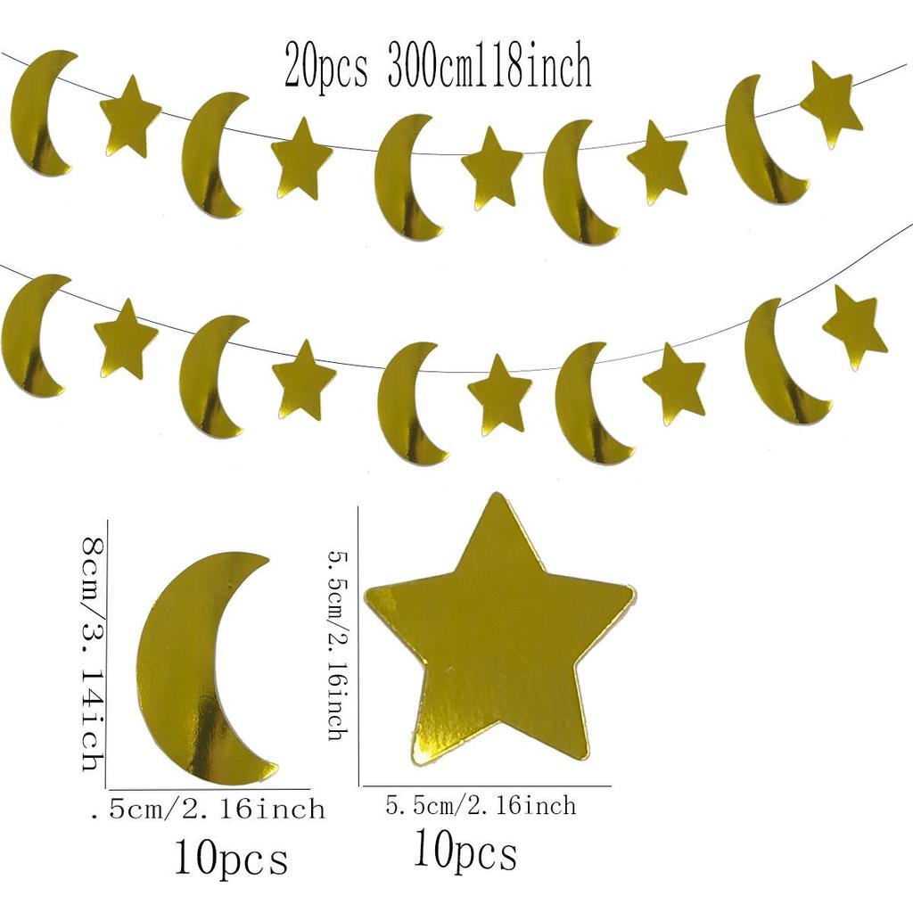 Gold Star & Moon Party Decorations - Hanging Backdrop for Weddings