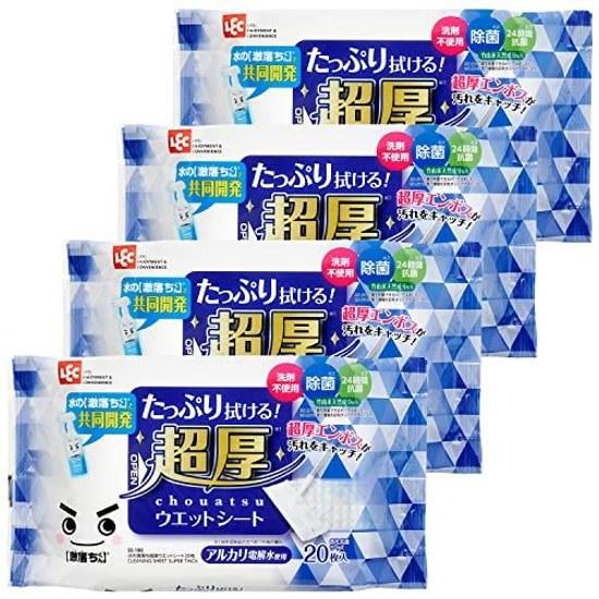 Reck Mizu no Geki Ochi Chou Atsu Wet Sheet 20 sheets (4 pack) Flooring detergent used Disinfection 24-hour antibacterial Uses alkaline electrolyzed