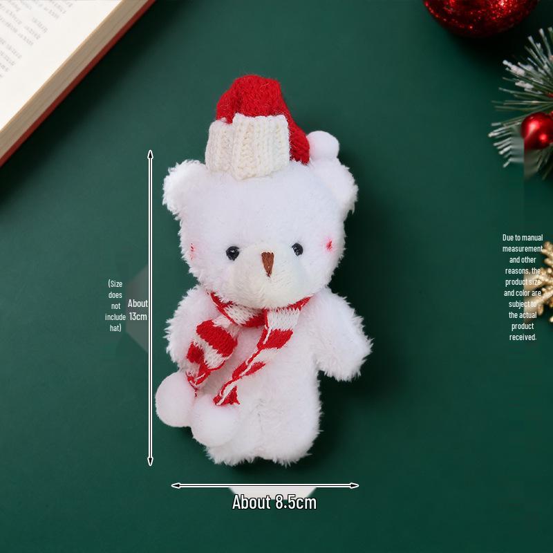 Christmas Blush Bear Plush Keyring with Scarf - Cute One-Piece Bag Charm Toy Gift