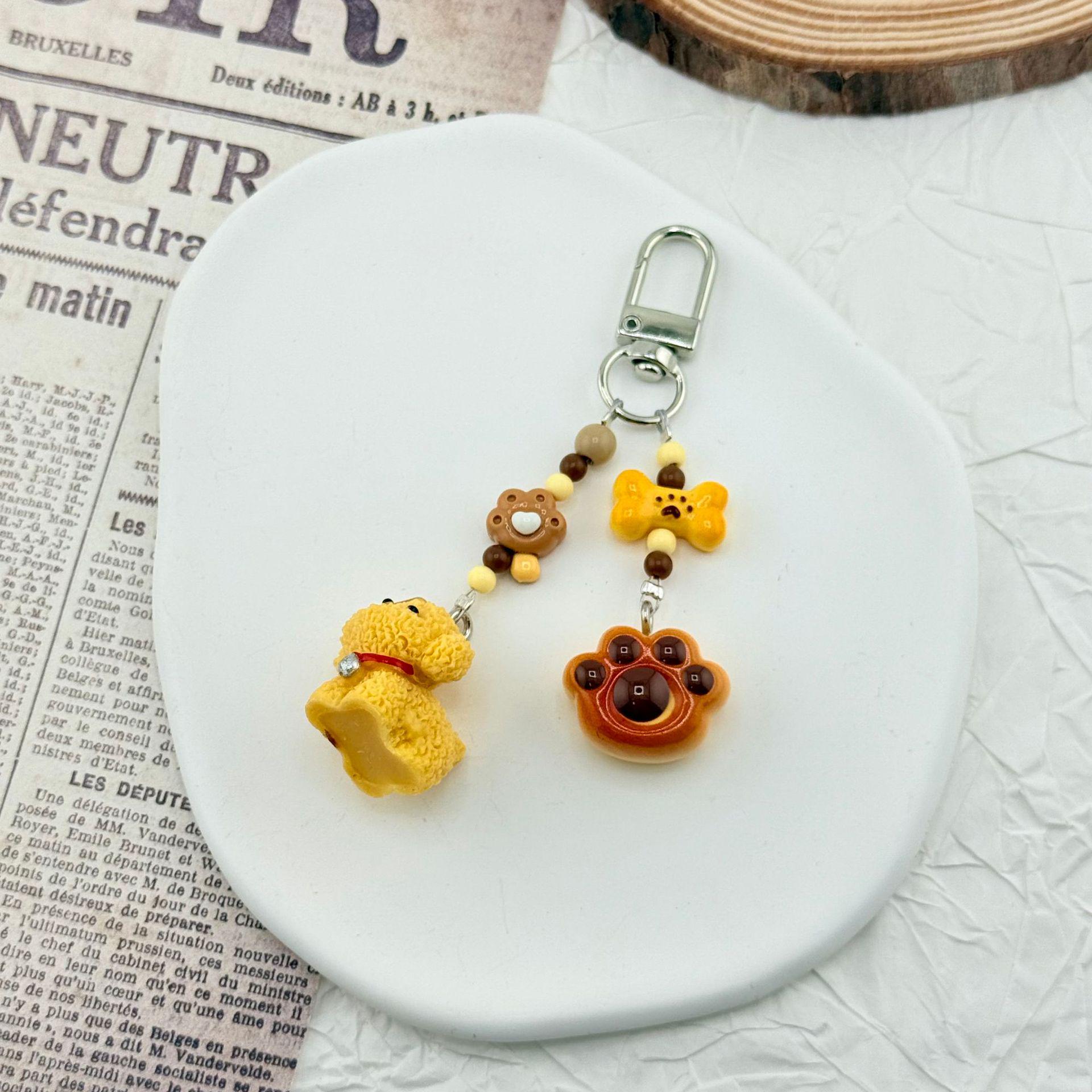 Curly Puppy Resin Phone Charm & Keychain – Handmade Cartoon Pendant Best Friend Gift