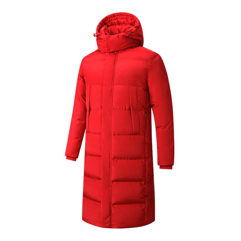 Men s Winter Fleece-Lined Sports Overcoat - Thick, Cotton-Padded, Over-the-Knee Training Jacket 3XL