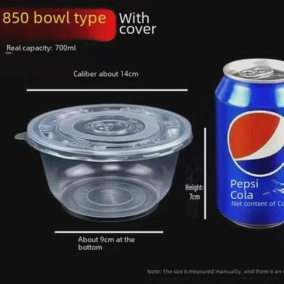 Ciotole rotonde monouso in plastica spessa ecologica, PP trasparente, ideali per fast food e da asporto, ciotole per polvere di ghiaccio, scatola intera, spedizione gratuita.