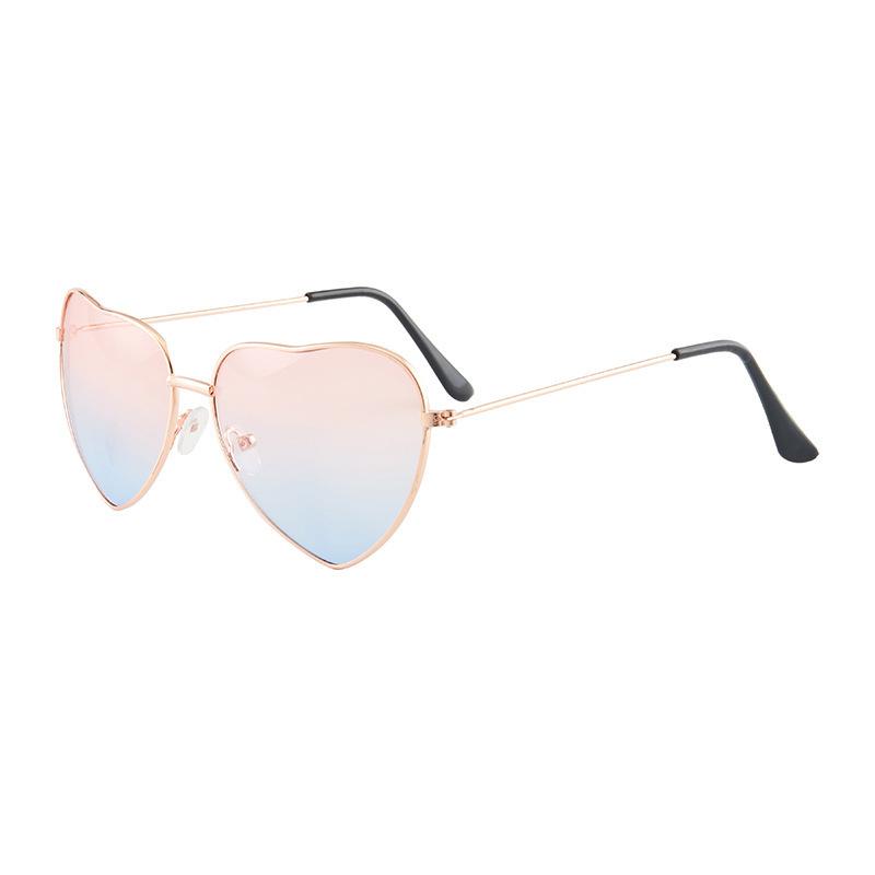 Nouvelles lunettes de soleil rétro en métal amour, lunettes de soleil pièce océan cœur pêche, lunettes de soleil mode en forme de cœur pour femmes