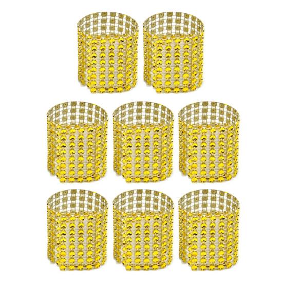 8Pcs/Set Serviette Rustproof Circles Anti-deformation Hollow Design Rhinestone 8 Rows Banquet Cloth Napkin