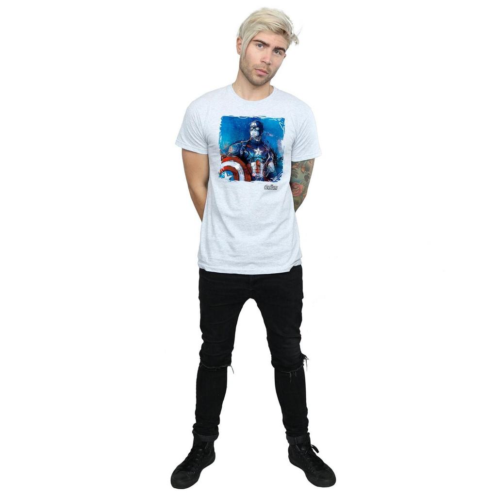 Captain America Mens Art Cotton T-Shirt