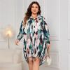 Plus Size Women's Fashion New Loose Long Sleeved Polo Neck Dress