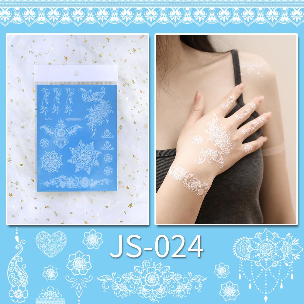 

1 лист, водостойкая белая хна, временные татуировки, наклейки, кружевные цветы, мандала, татуировки для свадебной вечеринки, праздничные временные татуировки