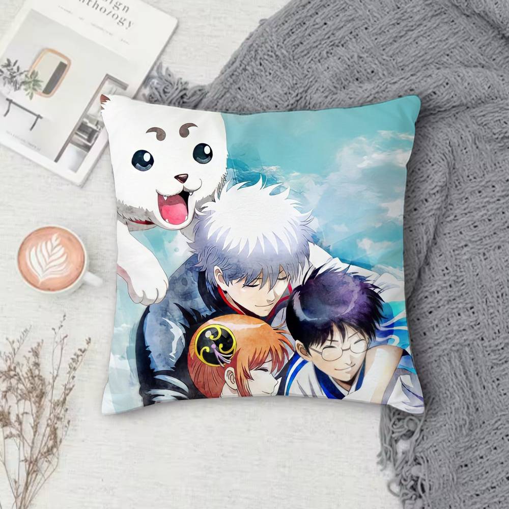 GGintama Anime  Doublesided Printed Square Pillow Cover Decorative Cushion Cover for Sofa Bedroom Bedside
