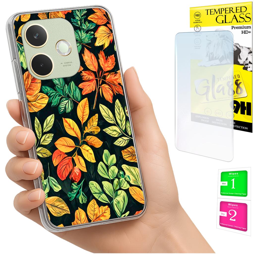 Etui Do Oppo A5 Pro Obudowa Foto Case Plecki Grafika Liscie + Szkło 9H