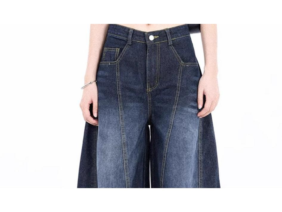 Unisex American Wide-Leg Baggy Scythe Jeans, Washed Silhouette, Spring/Autumn 2025 Style.