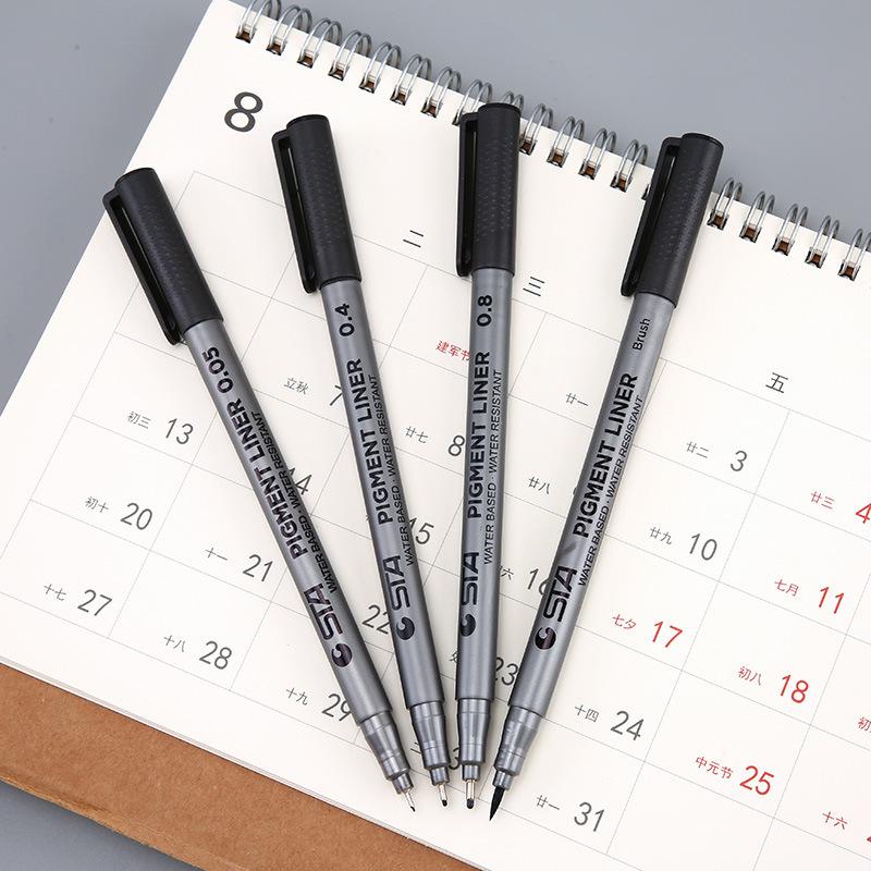 STA Sketch Marker Art Marker Pen Set Different Tip Sizes Water-Based Pigment Liner for Drawing And Handwriting Micron Stationery