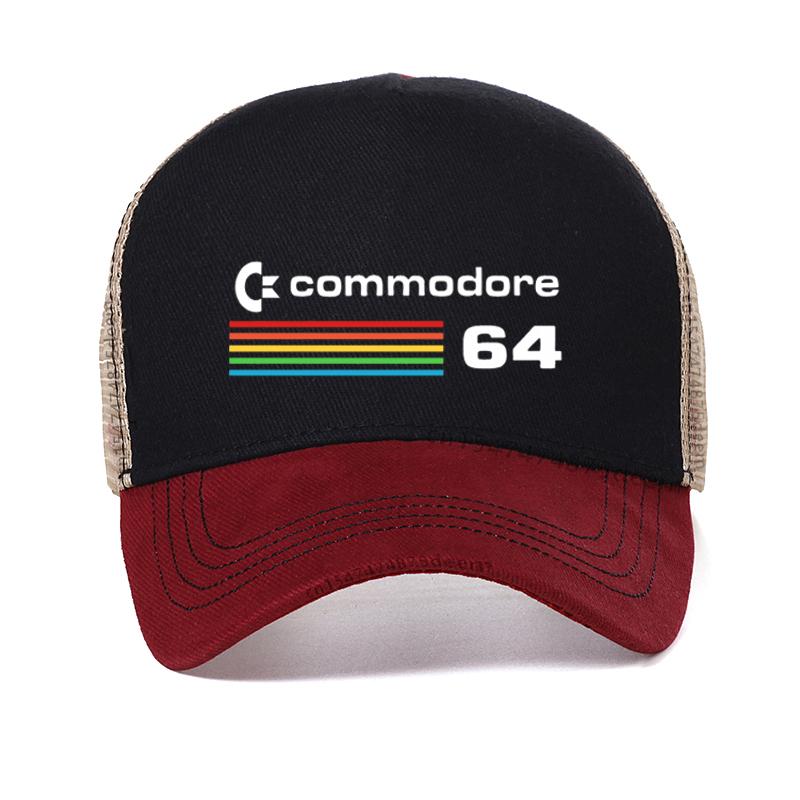 Summer Commodore 64 baseball cap C64 SID Amiga Retro 8-bit Ultra Cool Design Dad hat Outdoor breathable mesh Snapback hats Adjustable красный
