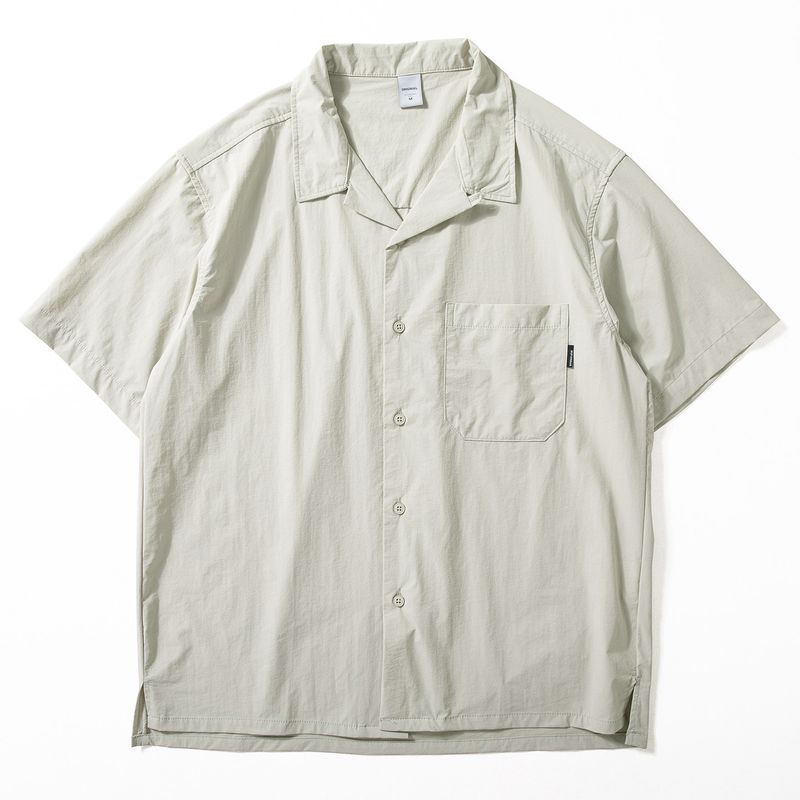 Functional Style Short-Sleeved Men's Summer Lightweight Quick-Drying Elastic Breathable Shirt with Cuban Collar Loose Casual Half-Sleeve Trendy