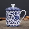 Jingdezhen Bone China keramiske store kopper med lokk drikkekar Porselenskrus møtegave Kontorkrus ca 500ml