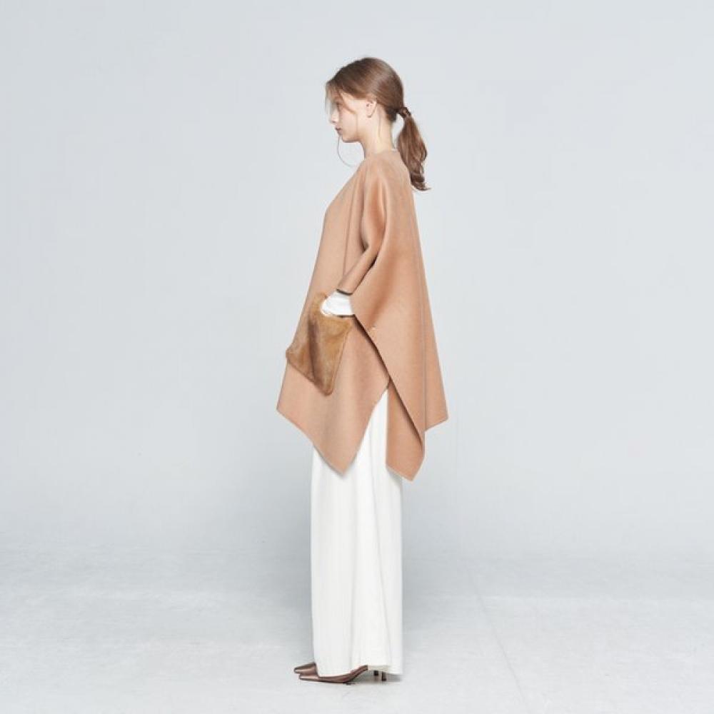 Sabatier Mink Pocket Wool Cape Bk 15070ss