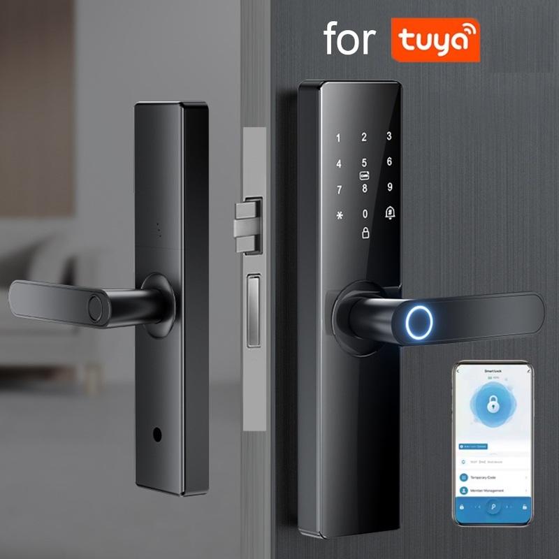 Pour Tuyas Maison Intelligente WiFi Télécommande Déverrouillage Serrure de Porte Électronique à Empreintes Digitales Avec Carte Clé IC Porte d'Entrée Serrure à Mot de Passe Tactile