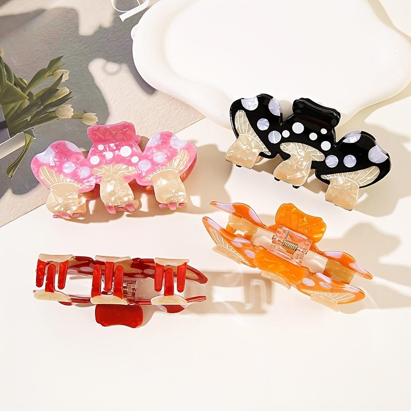 1 Large Mushroom-shaped Hair Clip, Colorful 3pcs Mushroom Design, Big Claw Clip, Shark Clip, Back-of-the-head Hairpin for Women