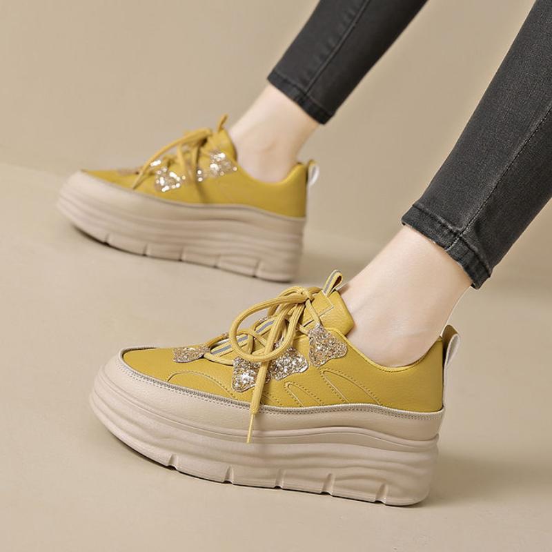 Mode Frühling Herbst Mode Pailletten High on Plateau Schuhe für Frauen 2025 Bequem und Elegant Alltagsroutine Lässige Damenschuhe