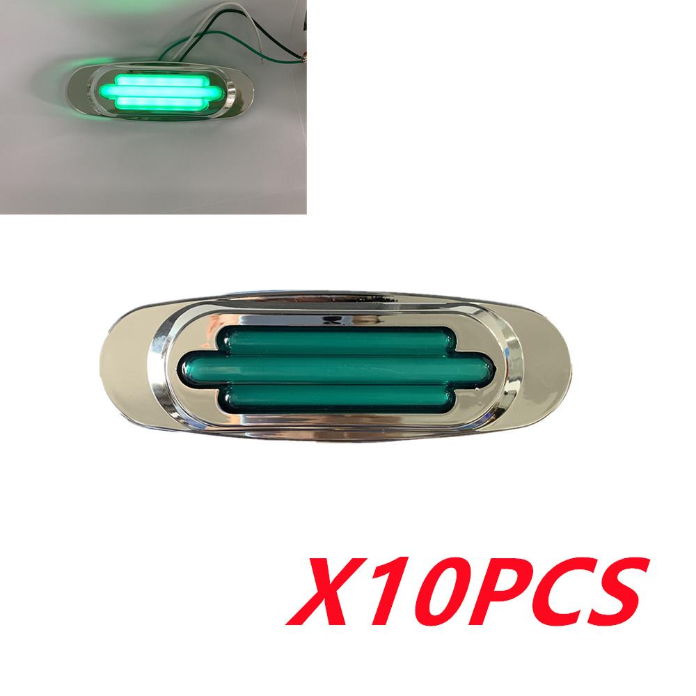 10PCS Waterproof 16-LED Trailer RV Side Marker Turn Signal Lights Chrome 12V-24V  LED Side Mirror Marker Light for Semi Trucks
