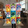 Colorful nine grid cat dog Print Flannel Blanket,High quality Comfortable for All Seasons,Home Decor,Warmth and Comfort,Perfect for Christmas Gifts