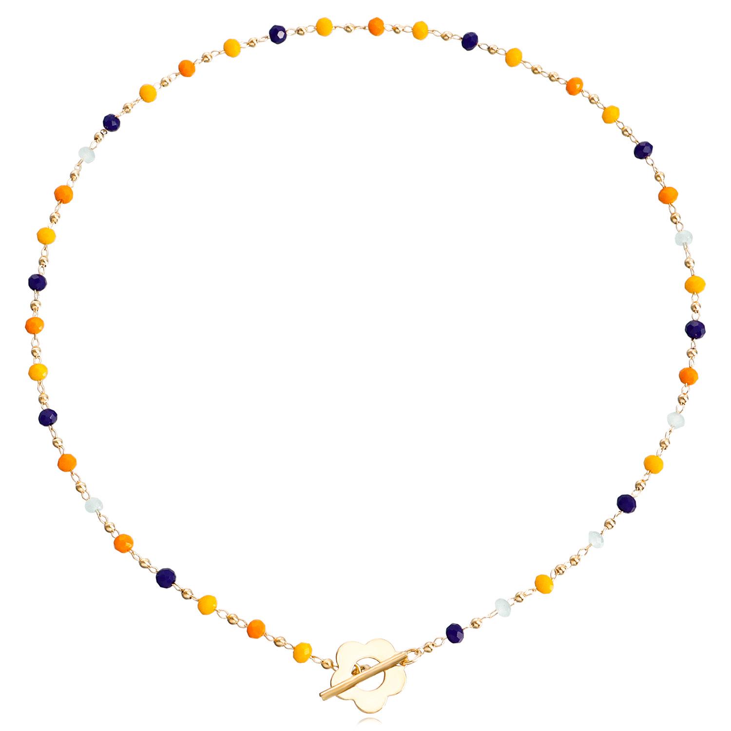 

Ожерелье из черного хрустального стекла с подвеской в виде цветка и застежкой-пряжкой OT