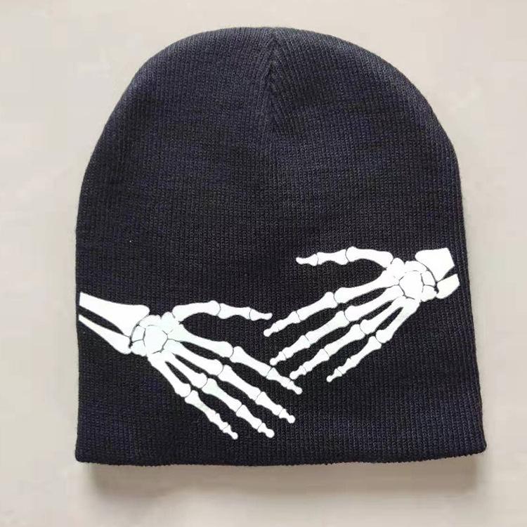 Winter Warm Knitted Hat Versatile Trendy Personality  Funny Hat Halloween Luminous Spider Men's Knitted Hat