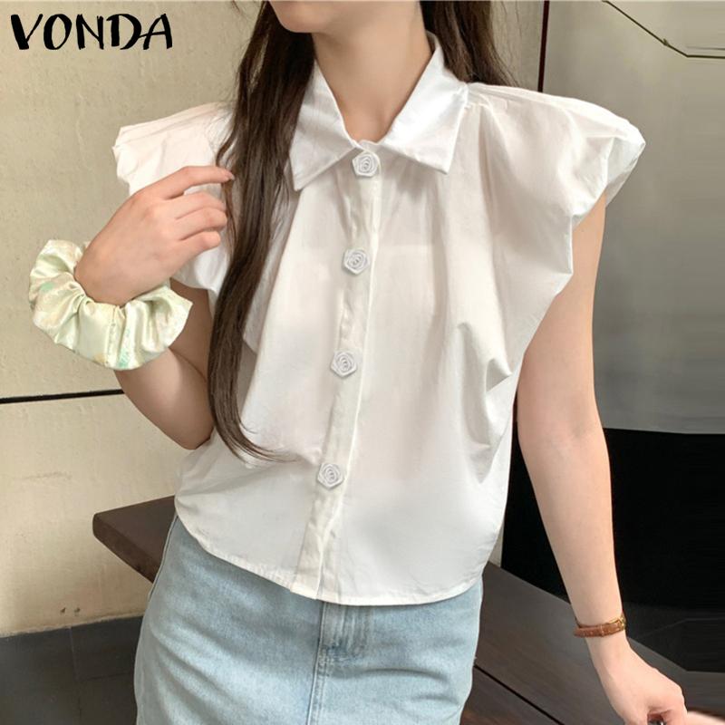 

VONDA Womens Summer Shirt Collar Short Sleeve Floral Blouse S светло-фиолетовый