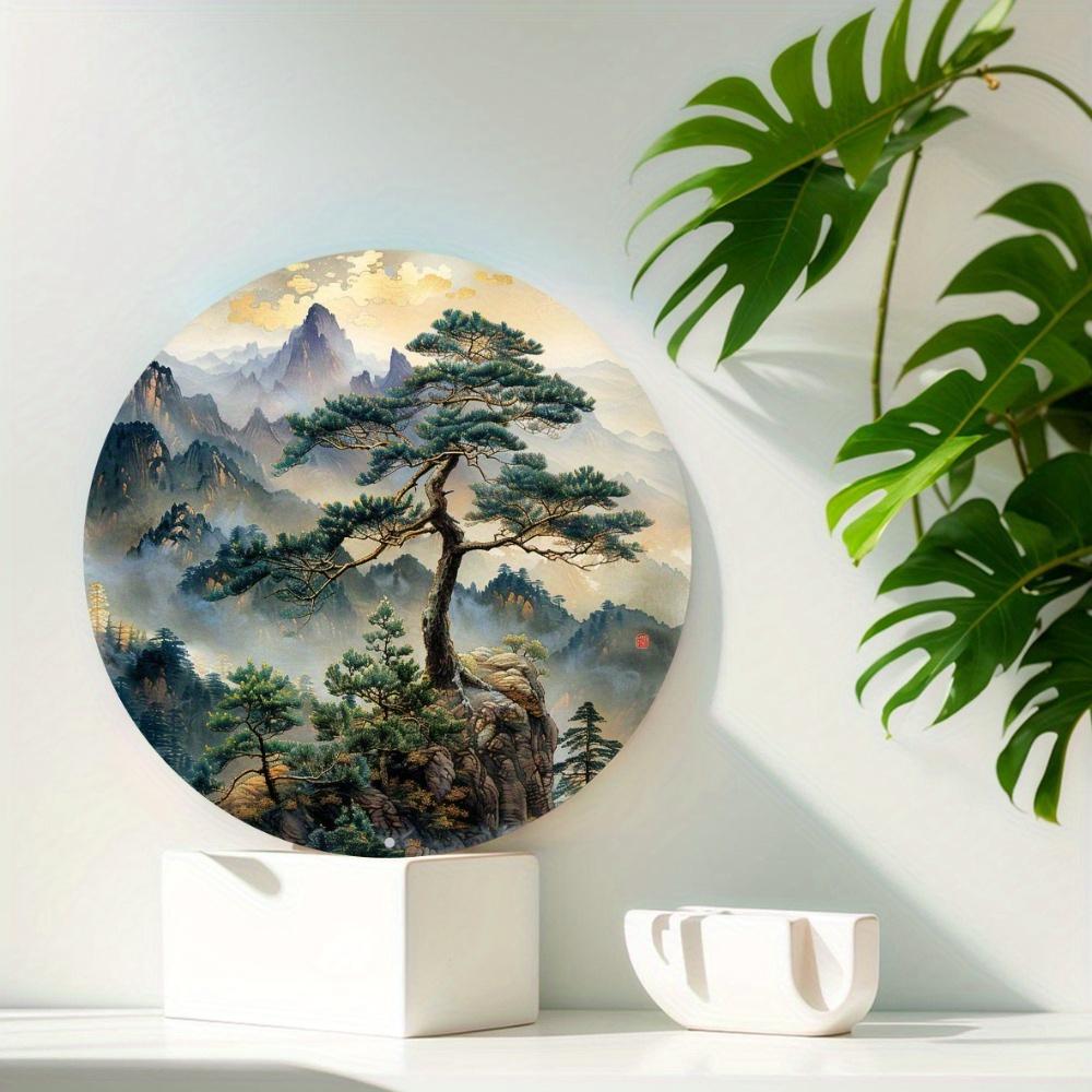 Charmantes Kieferbaum Rundschild aus Holz - Perfekt für Heim-, Büro-, Garagen- und Café-Dekor, Ideales Geschenk für Gartenliebhaber