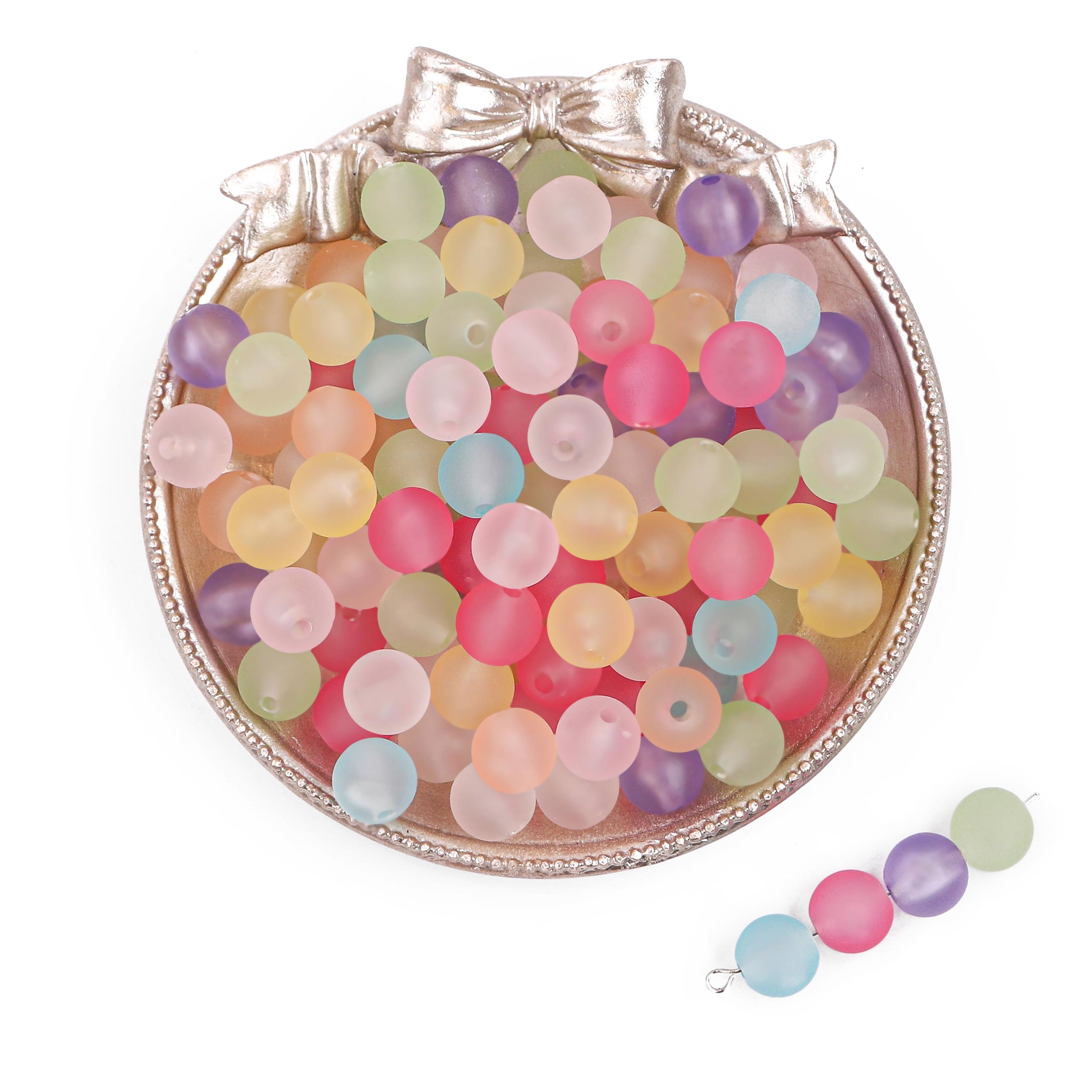 

500 г Пластиковые акриловые бусины матовые прозрачные россыпью бусины для ожерелья браслета DIY ювелирных изделий ремесла 10mm 500g разноцветный