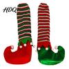 Holiday Furniture Floor Protectors 4 Pcs Christmas Table Chair Leg Covers Striped Elf Reusable Dining Decor Socks for Room Xmas Party Cute