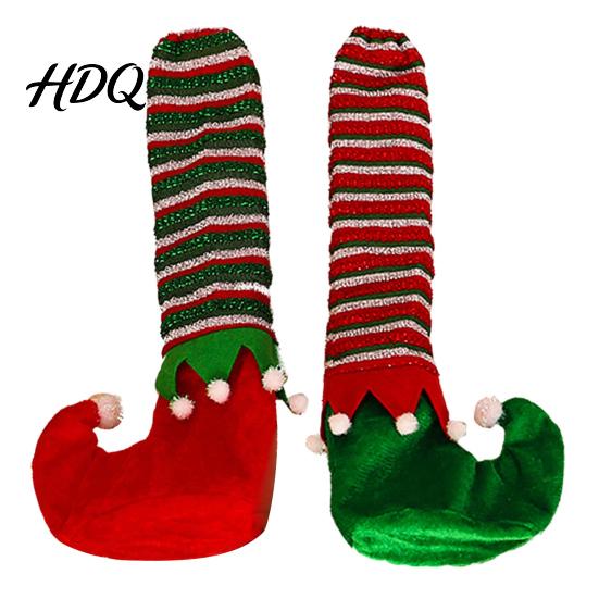 Holiday Furniture Floor Protectors 4 Pcs Christmas Table Chair Leg Covers Striped Elf Reusable Dining Decor Socks for Room Xmas Party Cute