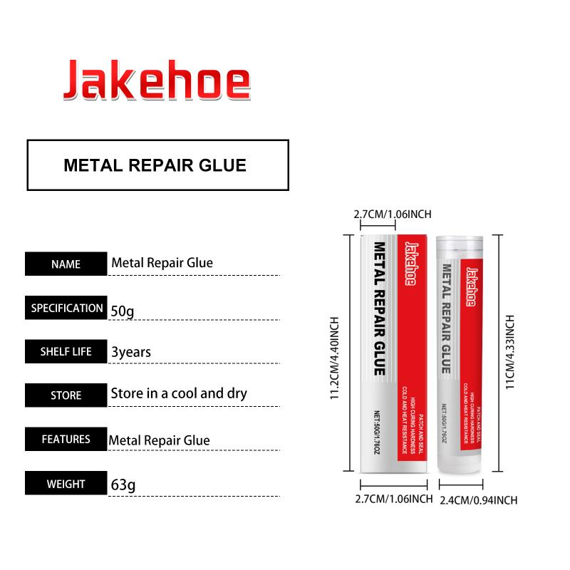 Colla per Riparazione Metallo Jakehoe 50G Agente di Riparazione Saldatura a Caldo e Freddo per Metalli ad Alta Resistenza Riempimento Difetti Tubi Metallici Adesivo Epossidico