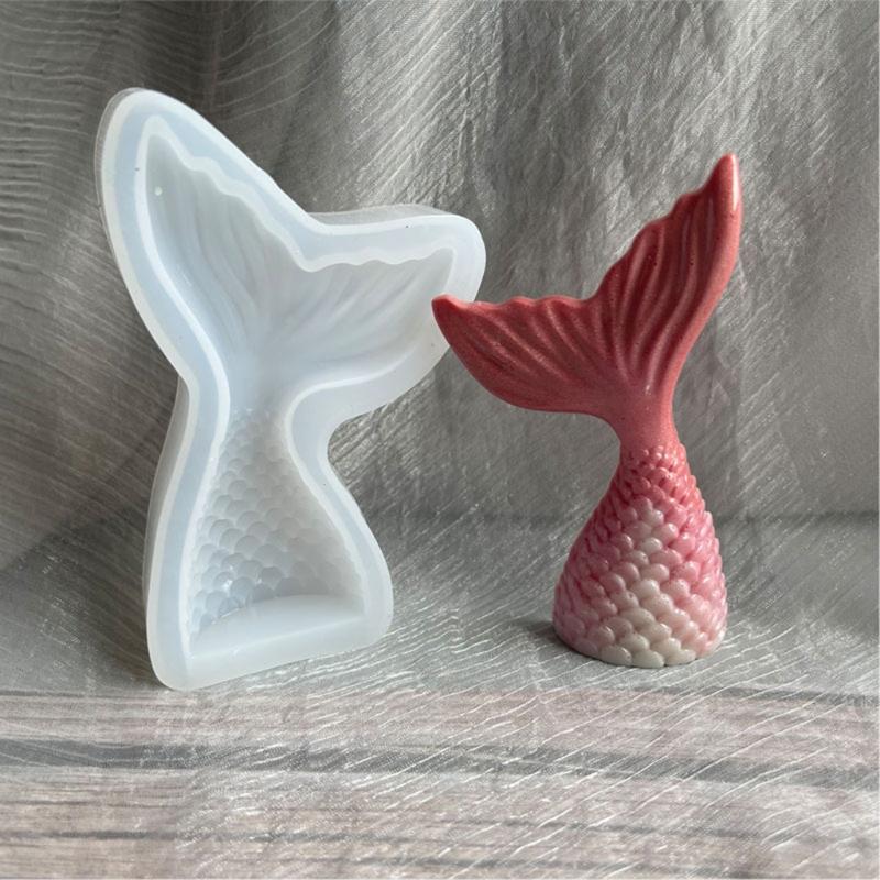 Crystal Epoxy Mold Mer-maid Fish Tail Set Fondant Baking Tool Gypsum Resin Candle Soap Clay Cake Decoration Mold