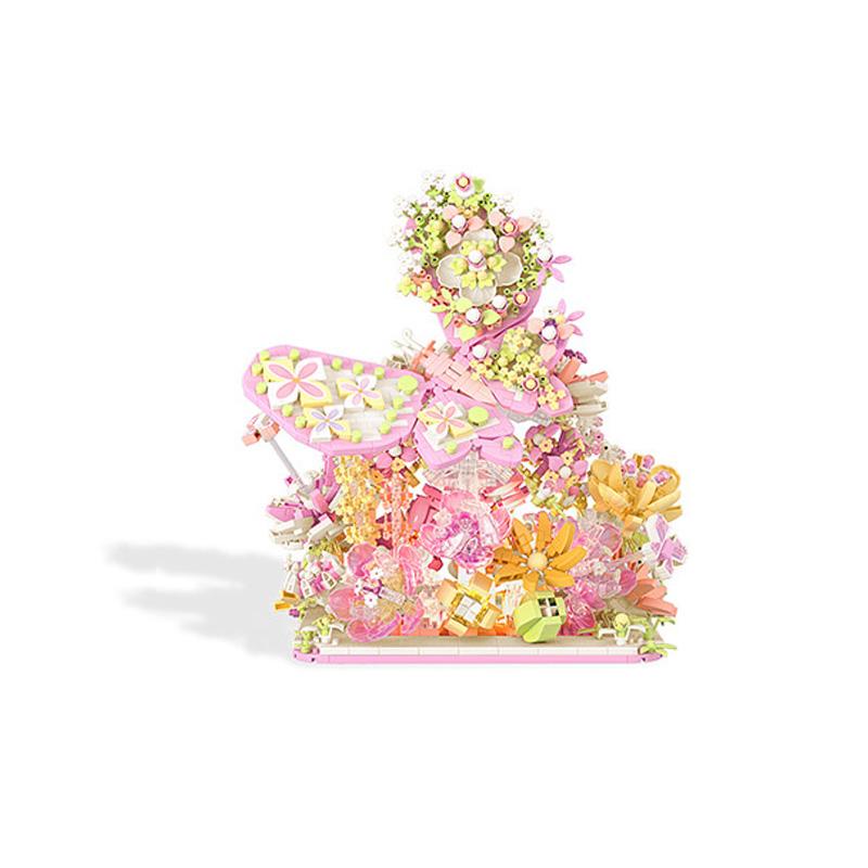 

Idea Decoration Construction Brick Beautiful Butterfly Small Block Crystal Flower Construction Toys With Light For Girls Gifts