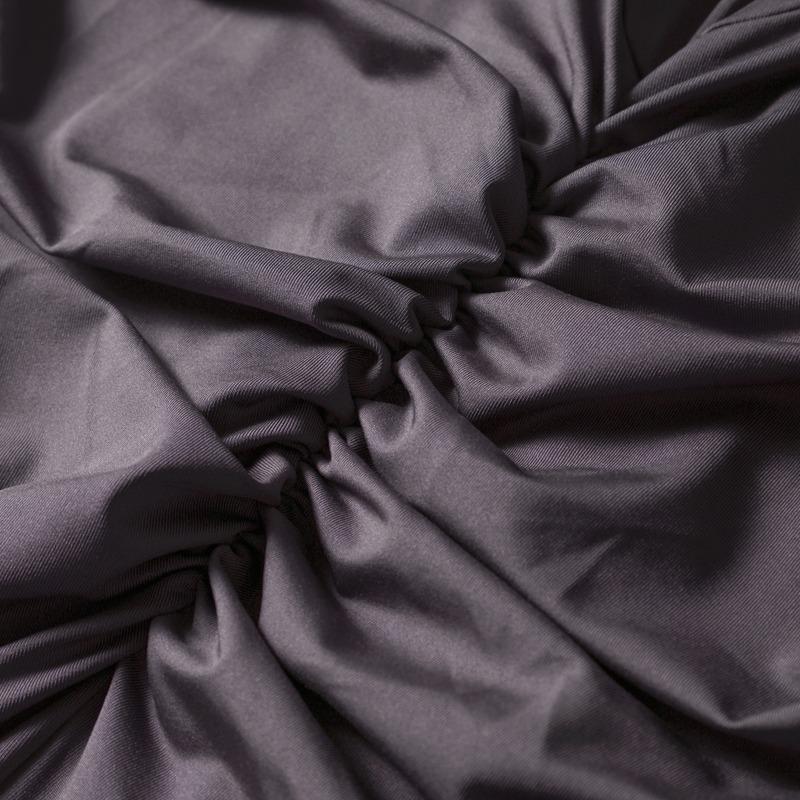 Rynket Skinny Stretch Enkel Ensfarget Lang Kjole Dame Høstmote Langermet O-hals Basic Klassisk Skjørt