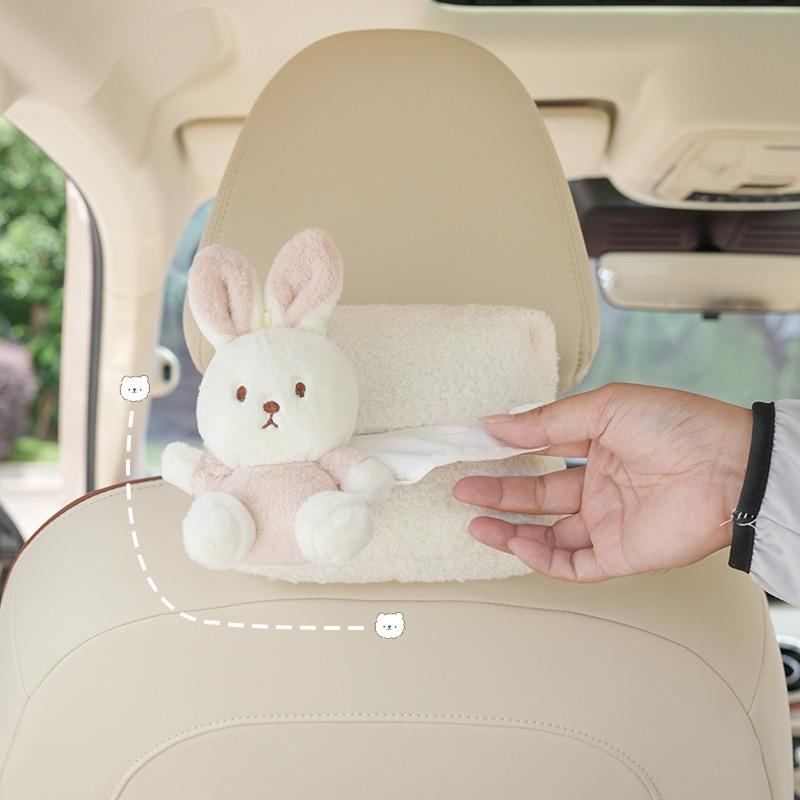 Cute Creative Lamb Wool Car Backseat Tissue Box Holder Multi Functional Car Interior Decoration