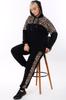 Women's Fashion Big Size Tracksuit Set Leopard Pattern Blocked Lace Up Hooded Tracksuit