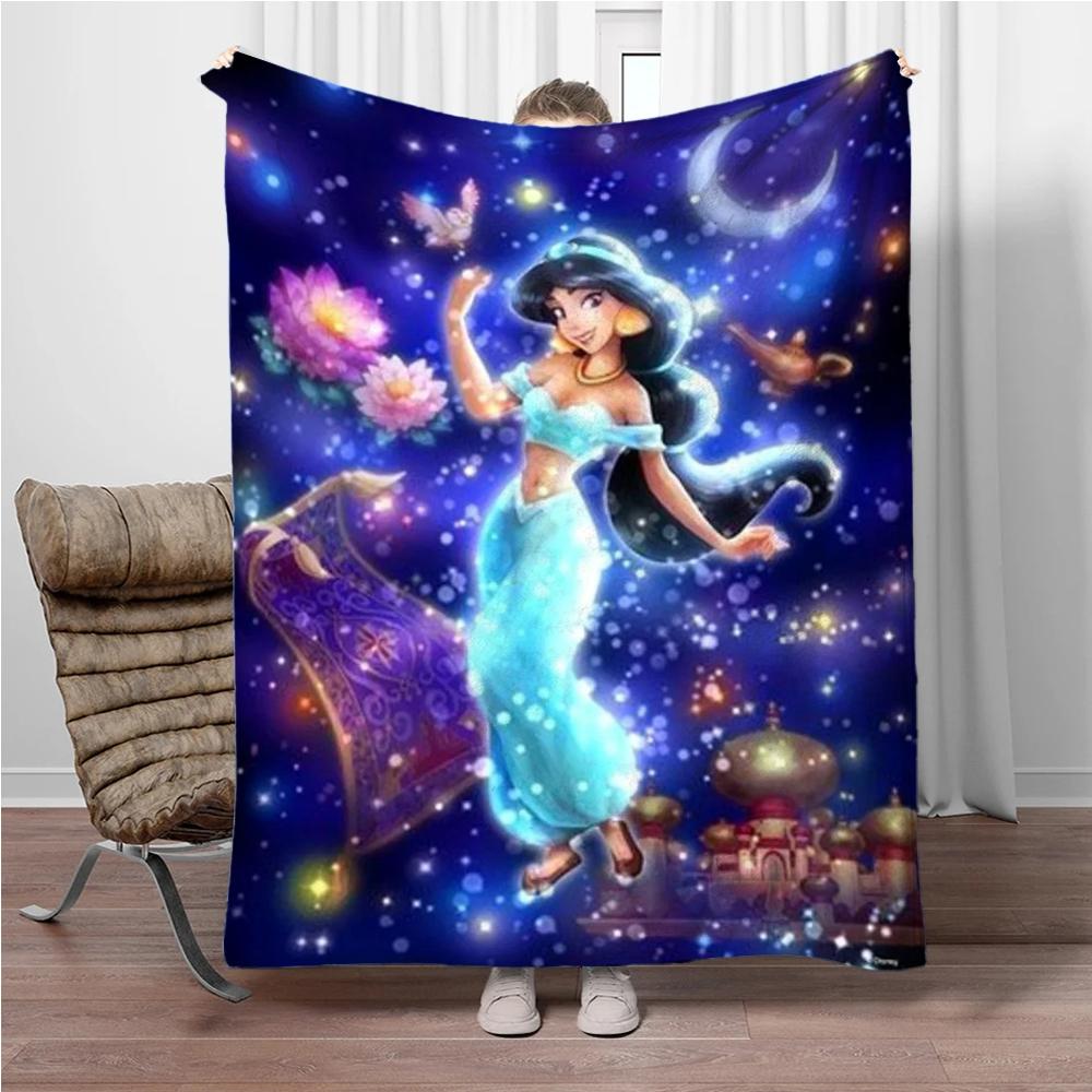 Aladdin Cartoon Princess Jasmine Children Warm Soft Blankets for Sofa Bed Cover Blanket Suitable for Birthday Souvenir Gifts