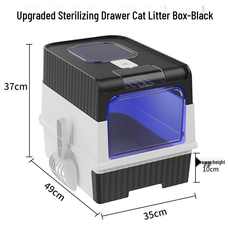 Extrem große, geschlossene Katzentoilette mit Schublade, Spritzschutz, Geruchsneutralisierung und UV-Sterilisation