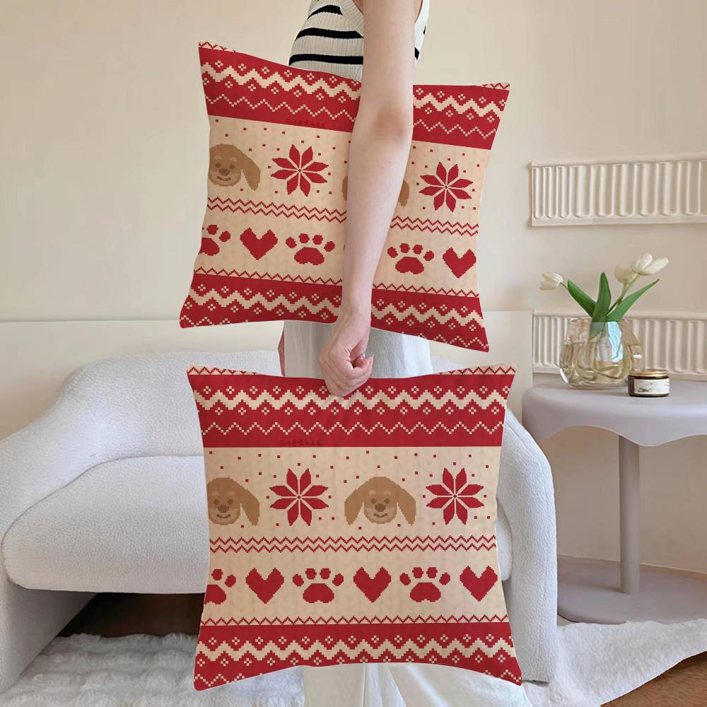Christmas Spirit Pillow Case Sofa and Living Room Decorative Cushion Covers Dust-proof and Mite-proof Invisible Zipper