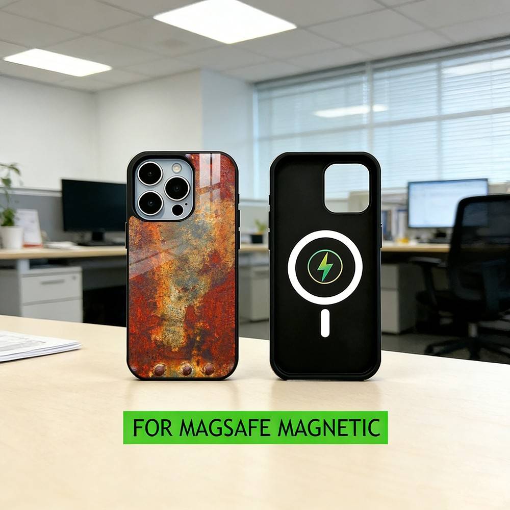 Industrial Style Retro Rusty Phone Case For iPhone17,16,15,14,13,12,11 Plus,Pro Magnetic with Magsafe Wireless Charging