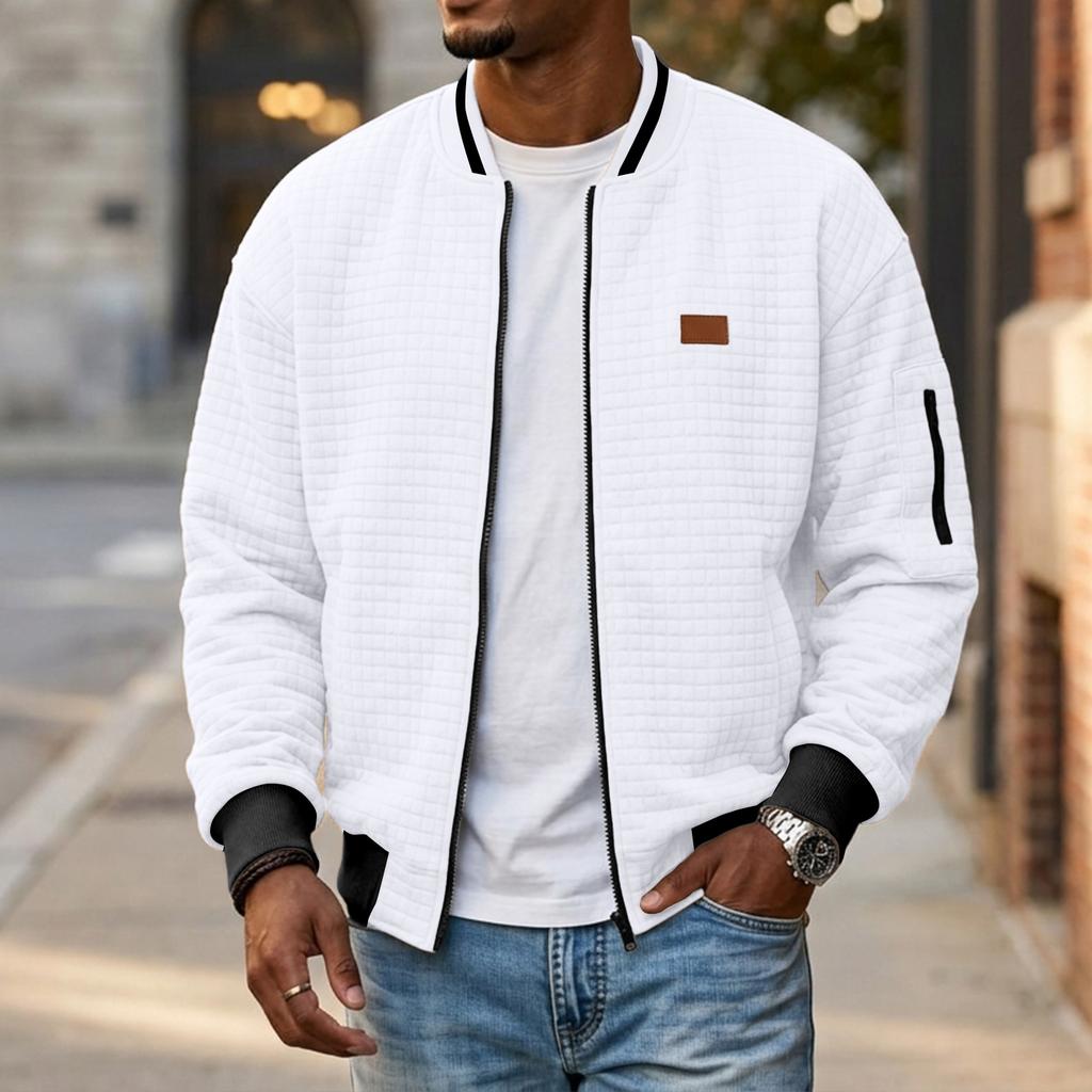 Herren Freizeit Colorblock Jacke mit Stehkragen, Langarm und Taschen