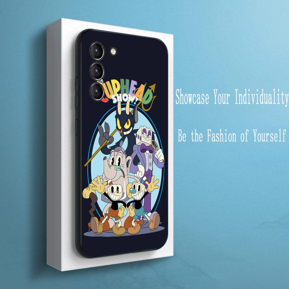 

Cute cup-Head classic cartoon pattern Phone Case For Samsung Galaxy S26 S25 S24 S23 S22 S21 Plus Ultra Note20 Soft Black Galaxy S20 FE